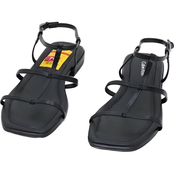 Calvin Klein Sallia Strappy Ankle Sandals Black Square Toe Women's US 7.5M - Picture 5 of 6